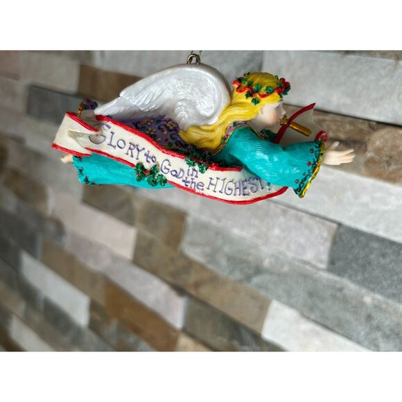 "Glory To God In The Highest" Angel Ornament With Trumpet  *READ* - Picture 3 of 7